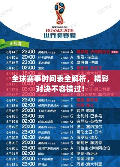 全球賽事時間表全解析，精彩對決不容錯過！