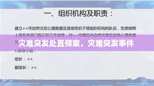 災(zāi)難突發(fā)處置預(yù)案，災(zāi)難突發(fā)事件 
