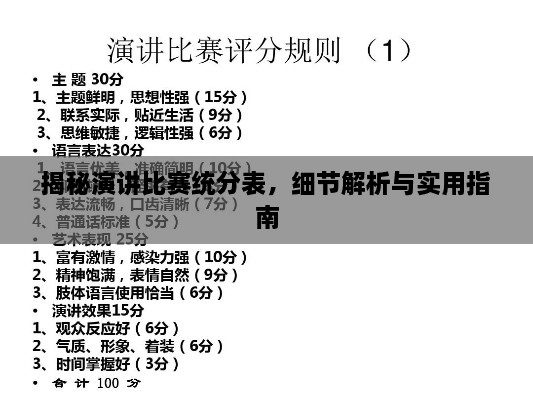 揭秘演講比賽統(tǒng)分表，細(xì)節(jié)解析與實(shí)用指南