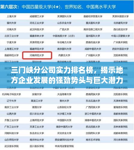 三門峽分公司實力排名榜，揭示地方企業(yè)發(fā)展的強勁勢頭與巨大潛力