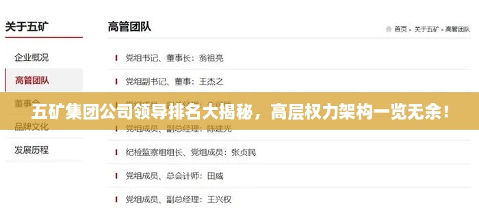 五礦集團(tuán)公司領(lǐng)導(dǎo)排名大揭秘，高層權(quán)力架構(gòu)一覽無(wú)余！