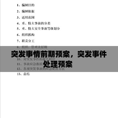 突發(fā)事情前期預(yù)案，突發(fā)事件處理預(yù)案 