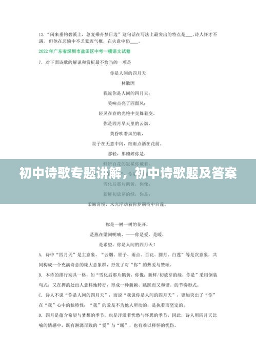 初中詩歌專題講解，初中詩歌題及答案 